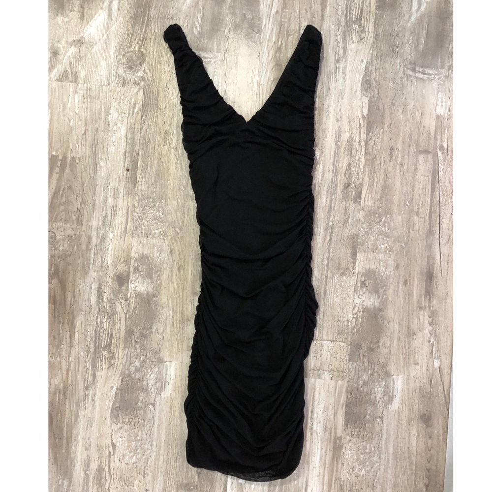 Express Black Rouched Bodycon Dress - Picture 2 of 6